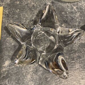 Signed Orrefors lead crystal starfish votive holder